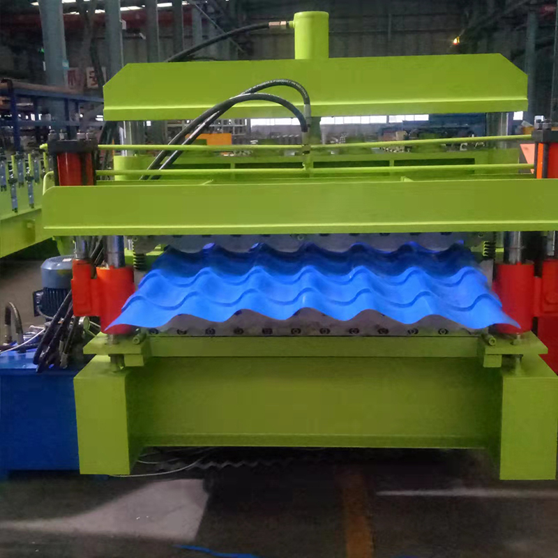 Mesin Roofing Sheet Roll Forming, Warna Biru Lapisan Ganda (