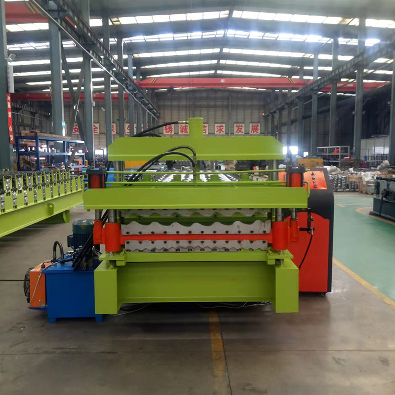 Mesin Roll Forming Lembaran Atap, Lapisan Ganda Warna Biru ( (4)